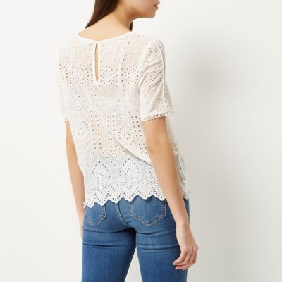 Cream embroidered top
